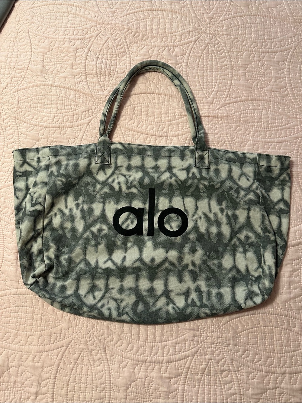 ALO Yoga Green Gray Tie-Dye Canvas Tote